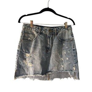 One X One teaspoon Distressed High Waist Mini Skirt Size 29, Pre-Owned Good Con